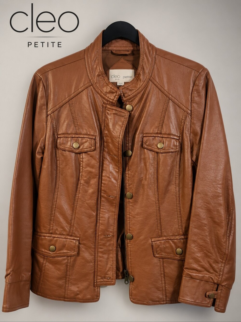 Cleo Petite Brown Faux Leather Jacket – Size Medium